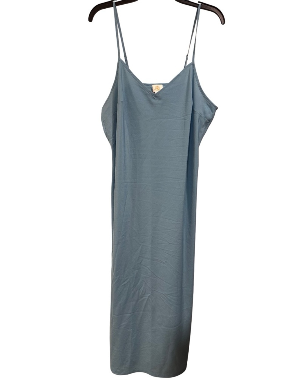 Nicoblu Dusty Blue V-Neck Maxi Slip Dress Spaghetti Adjustable Straps 16/2x Euc — image 3 of 8